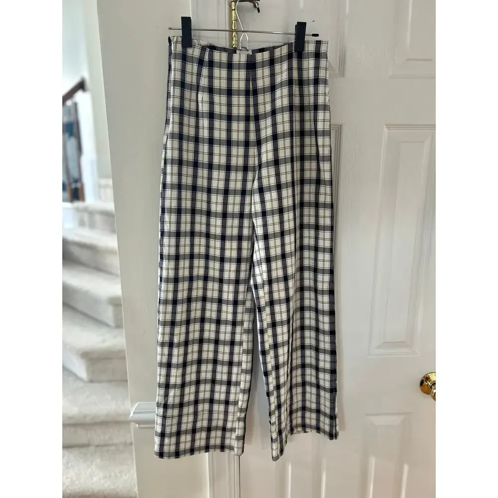 Princess Polly Wide Leg Black & White Plaid Trouser Pants Grunge Punk Whimsygoth - Picture 2 of 8